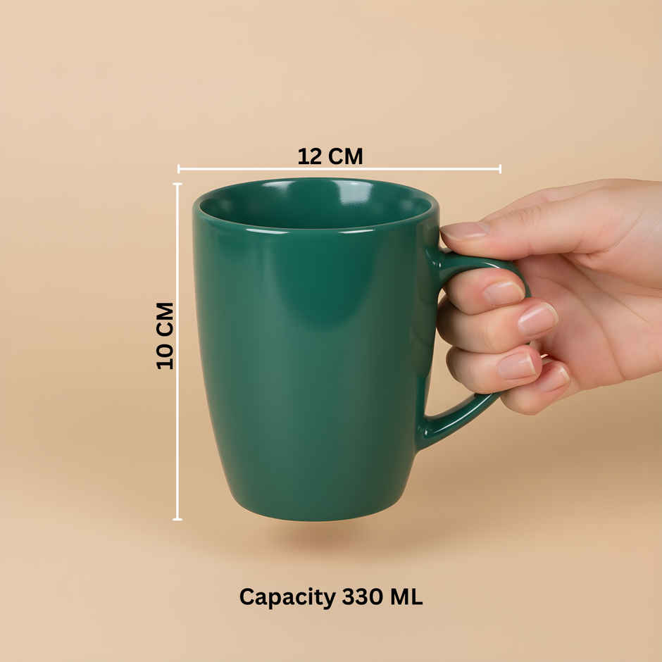 SAFFRON Glossy Dark Green Elegance Ceramic Mug | Green - 330 ml
