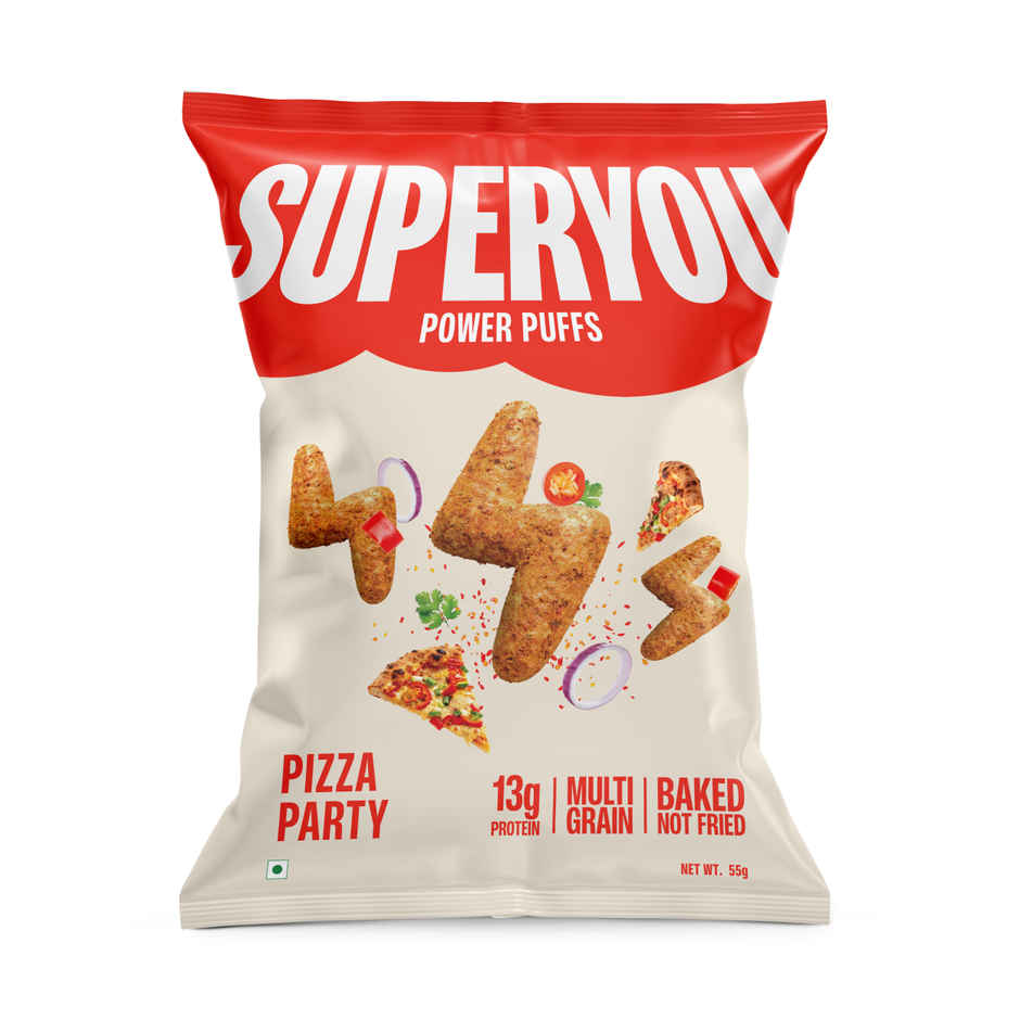 SuperYou Power Puffs - Pizza Party | 13g protein | Multigrain, No Palm Oil, No Cholesterol