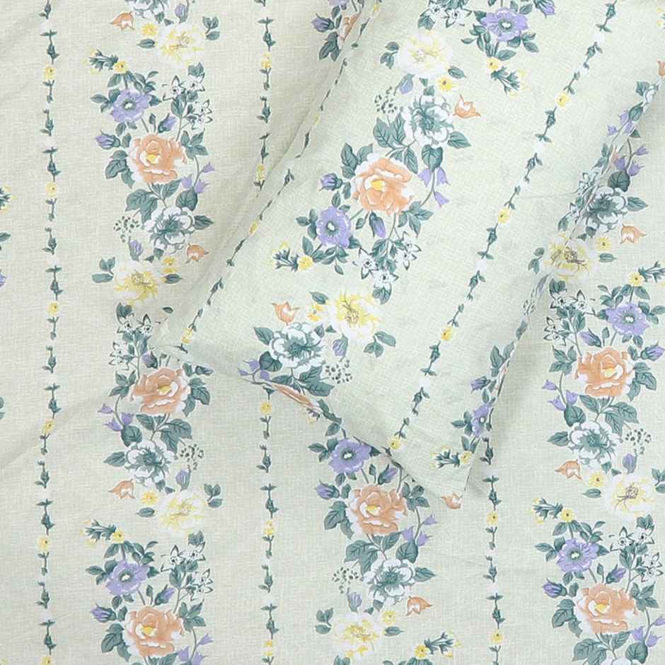 Status Cotton Feel Double Floral Bedsheet | White | 91 x 83 in