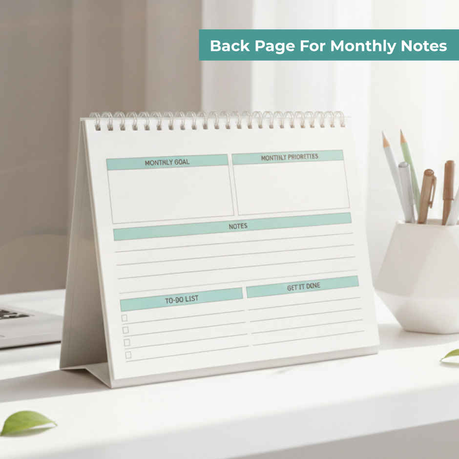DRAWGUUD 2026 Standing Flip Desktop Calendar with Notes & To-dos | Floral | 5.8 x 8.3 inch