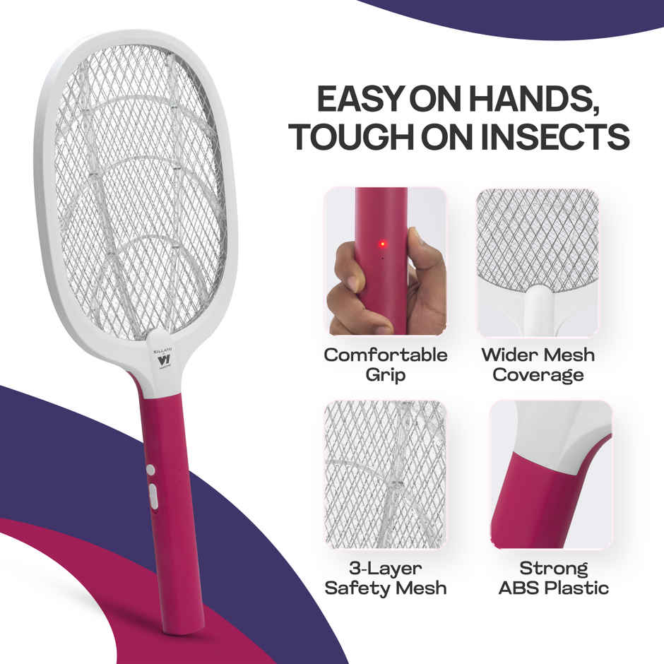 Killato Weird Wolf Heavy Duty Rechargeable Mosquito Racket Bat | Maroon