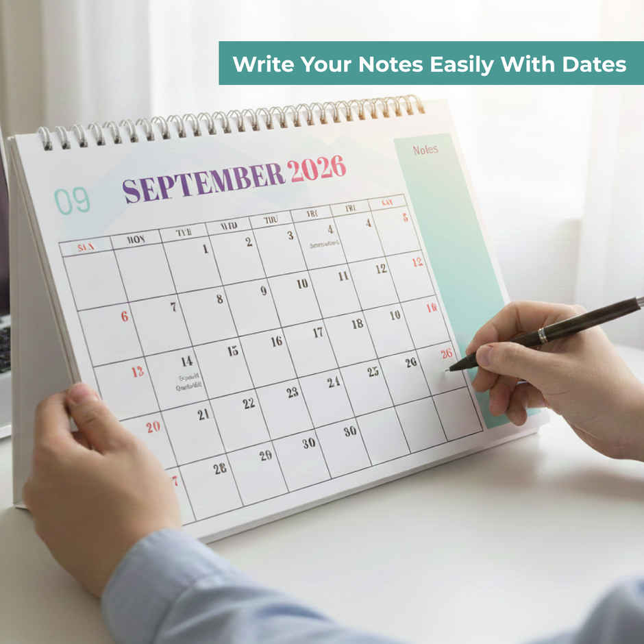 DRAWGUUD 2026 Standing Flip Desktop Calendar with Notes & To-dos | Floral | 5.8 x 8.3 inch