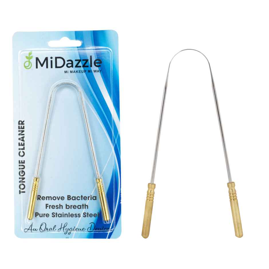 Midazzle Stainless Steel Tongue Cleaner with Brass Handle | MIOT7503