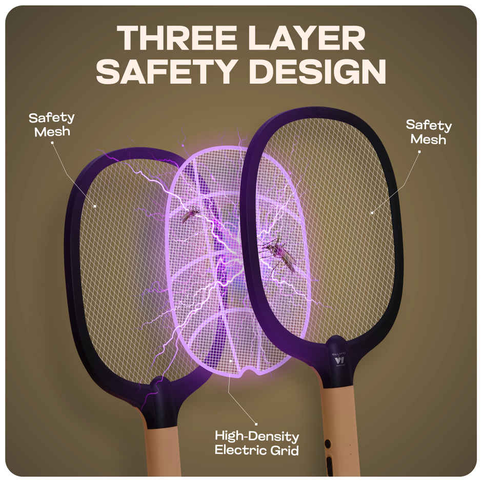 Killato Weird Wolf 2 In 1 Uv Light Mosquito Bat Racket Usb Type-C Charging, (Peach-Black)