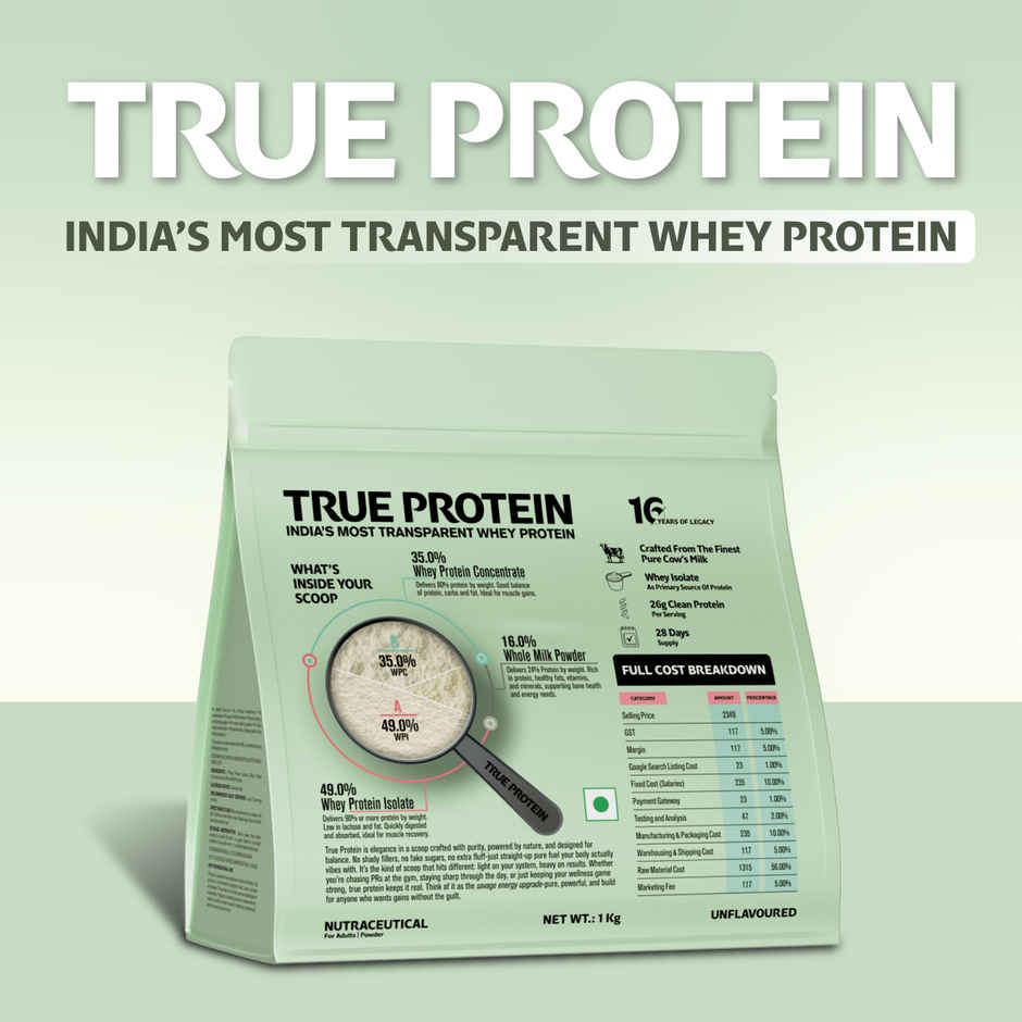True Protein Made with Three Natural Ingredients Only | Unflavoured