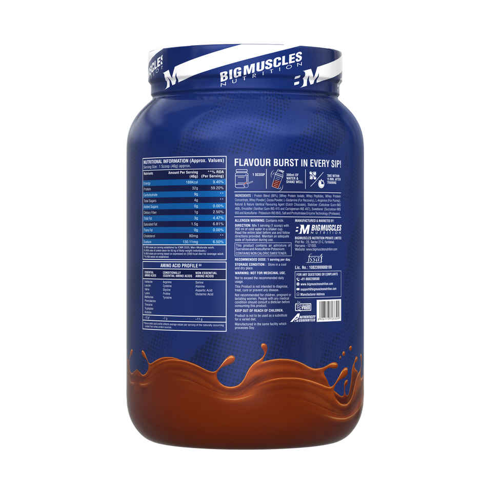 Big Muscles Nutrition Nitra Isolate with ProHydrolase Enzyme for Faster Absorption Dutch Chocolate
