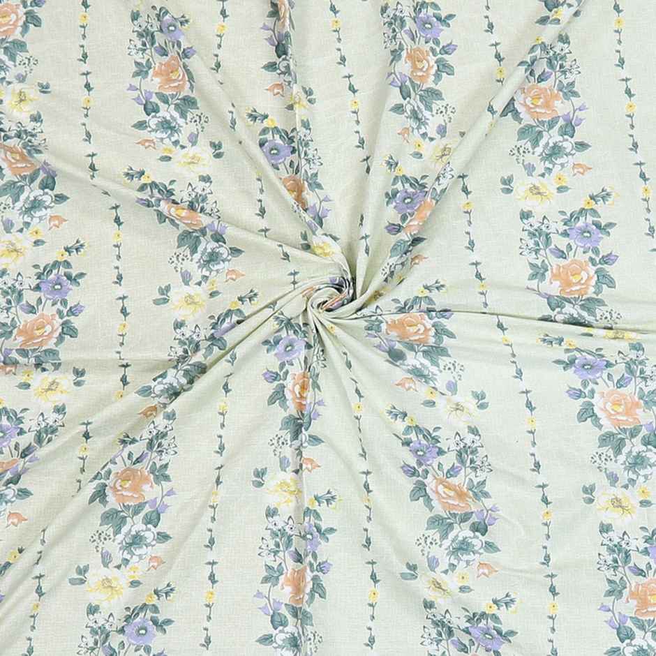 Status Cotton Feel Double Floral Bedsheet | White | 91 x 83 in