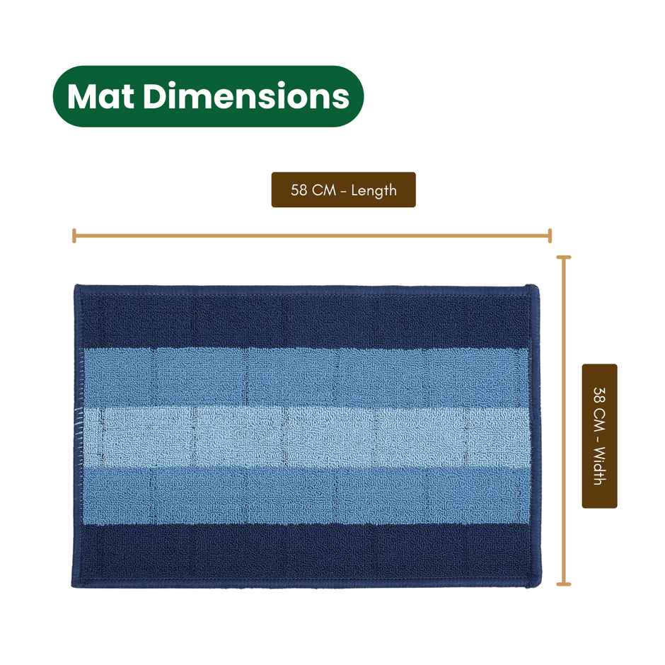 Status Iris Anti- Skid Floor Mat | 38 x 58 Cm | Blue