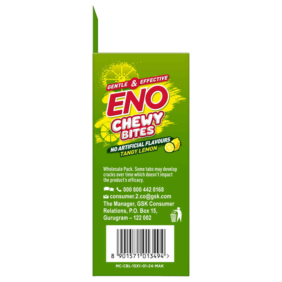 ENO Chewy Bites Tasty Chewable Antacid For Gentle Effective Relief From Acidity Lemon Flavour