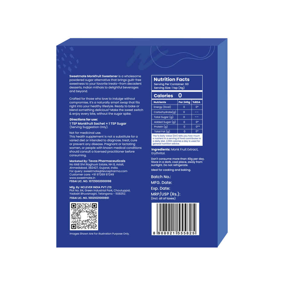Sweetmate Monk Fruit Natural Sweetener Sachets