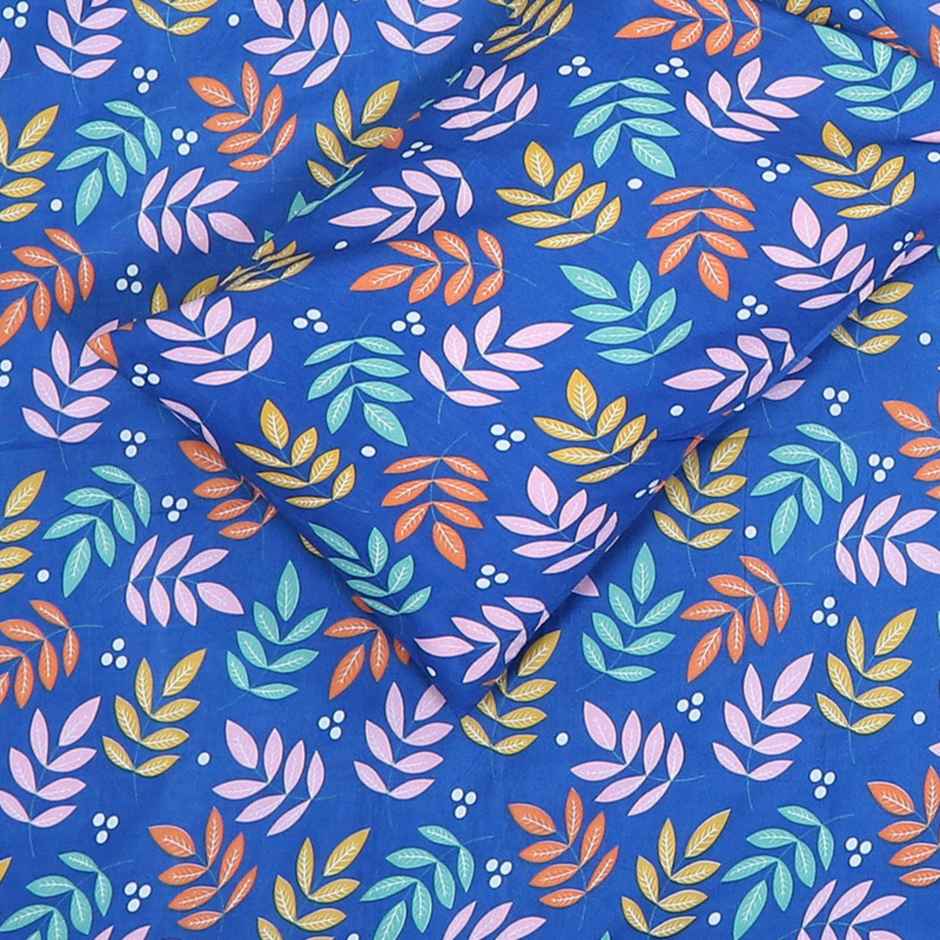Status Value Double Cotton Floral Bedsheet | Blue