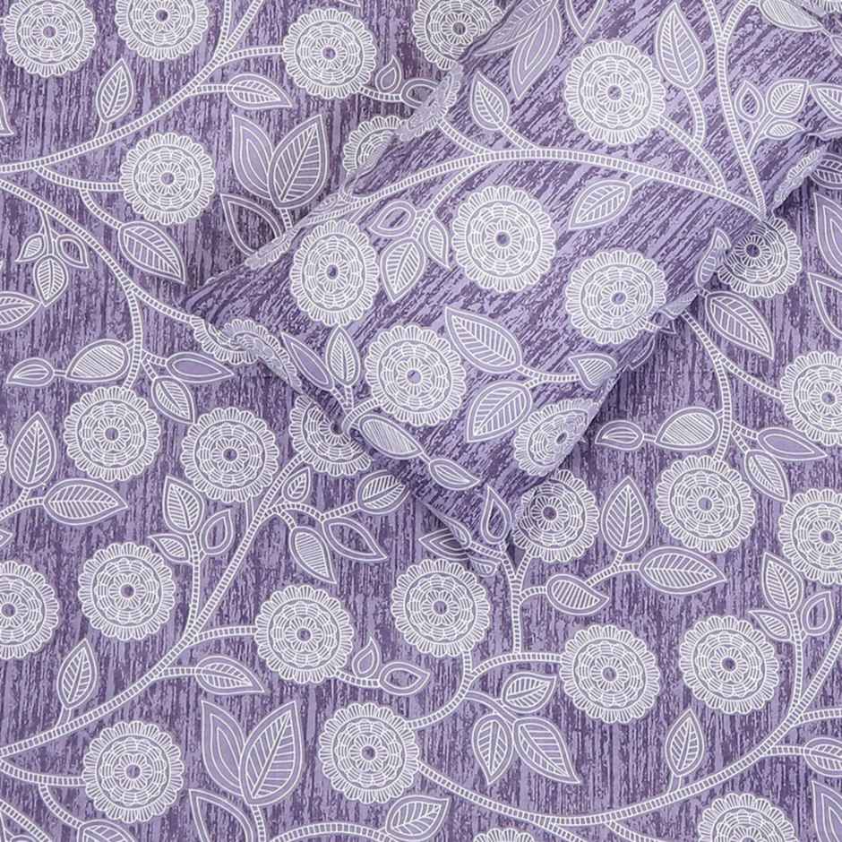 Status Value Single Dandelions Cotton Floral Bedsheet | 59 x 79 in | Purple