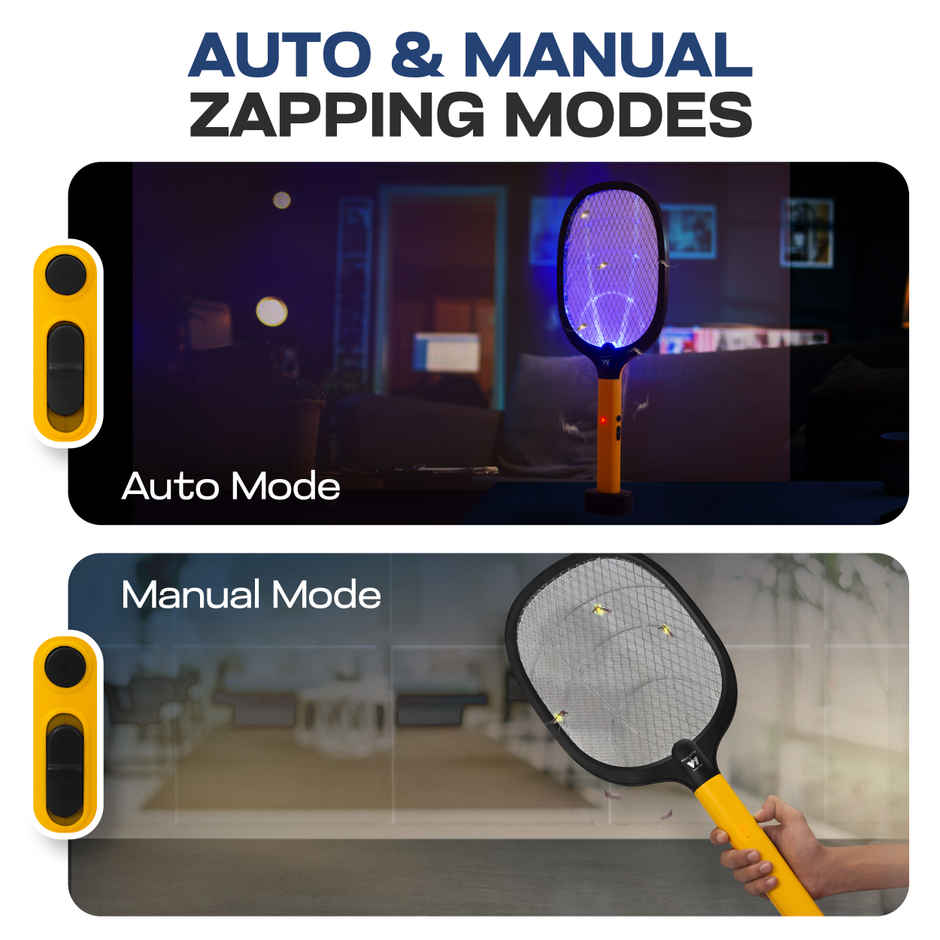 Killato Weird Wolf 2 In 1 Uv Light Mosquito Bat Racket Usb Type-C Charging, (Yellow-Black)