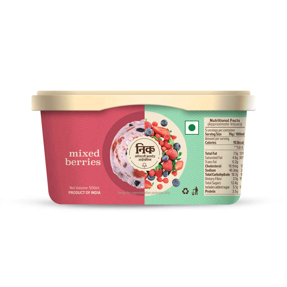 NIC Mixed Berries Ice Cream Tub Combo| Preservative Free | No Artificial Flavors