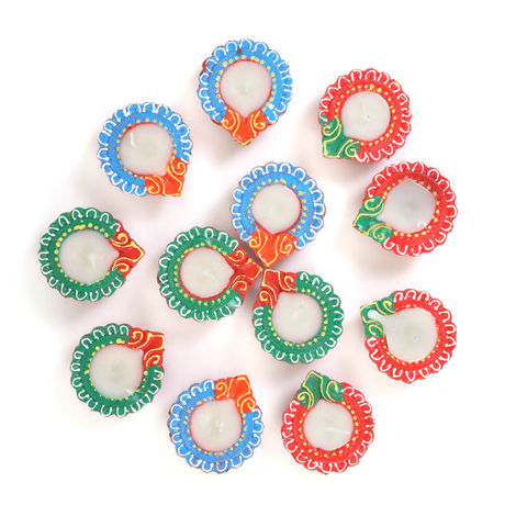 Designer Clay Wax Diya | Traditional | Diya-Festive | Pack Of 12 | Mangal Bhawan