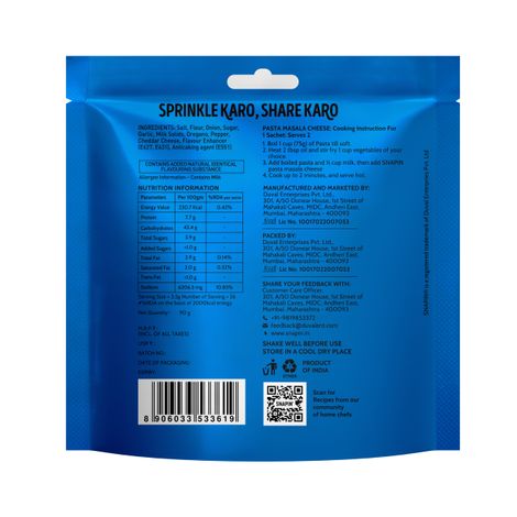 Snapin Pasta Masala Cheese Sachet Pouch