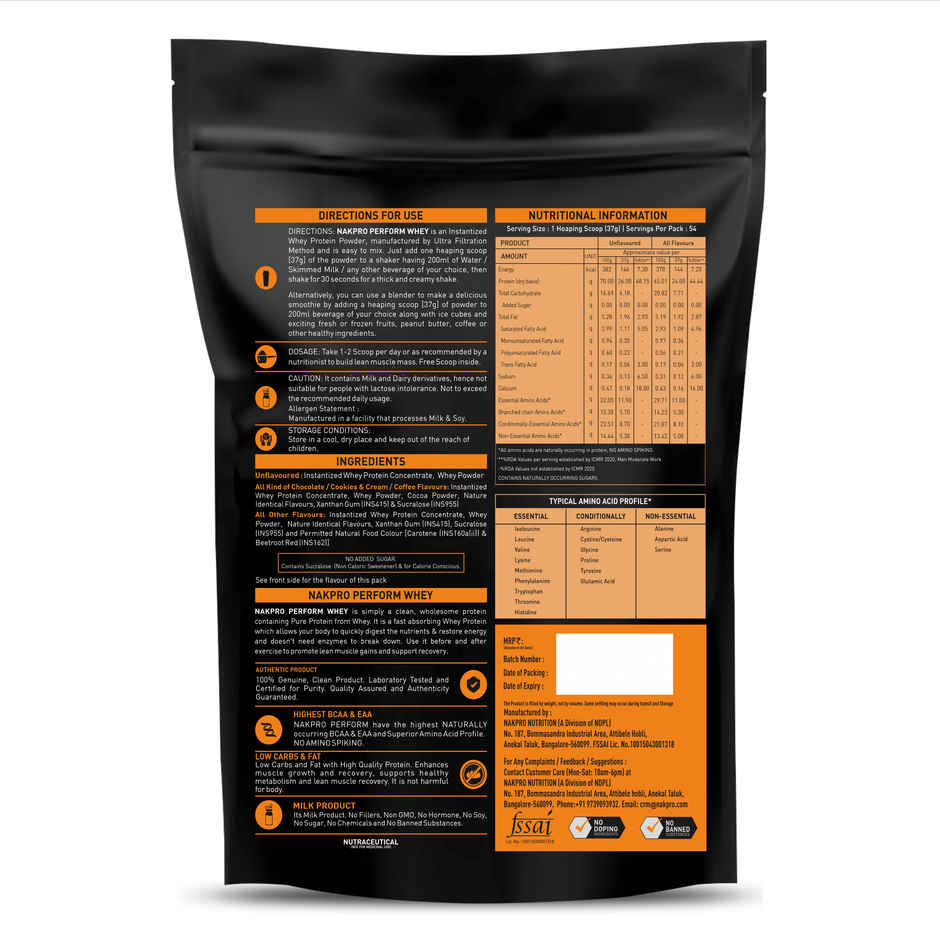 Nakpro Perform Whey Protein Concentrate Chocolate 24G Protein 5.3G Bcaa