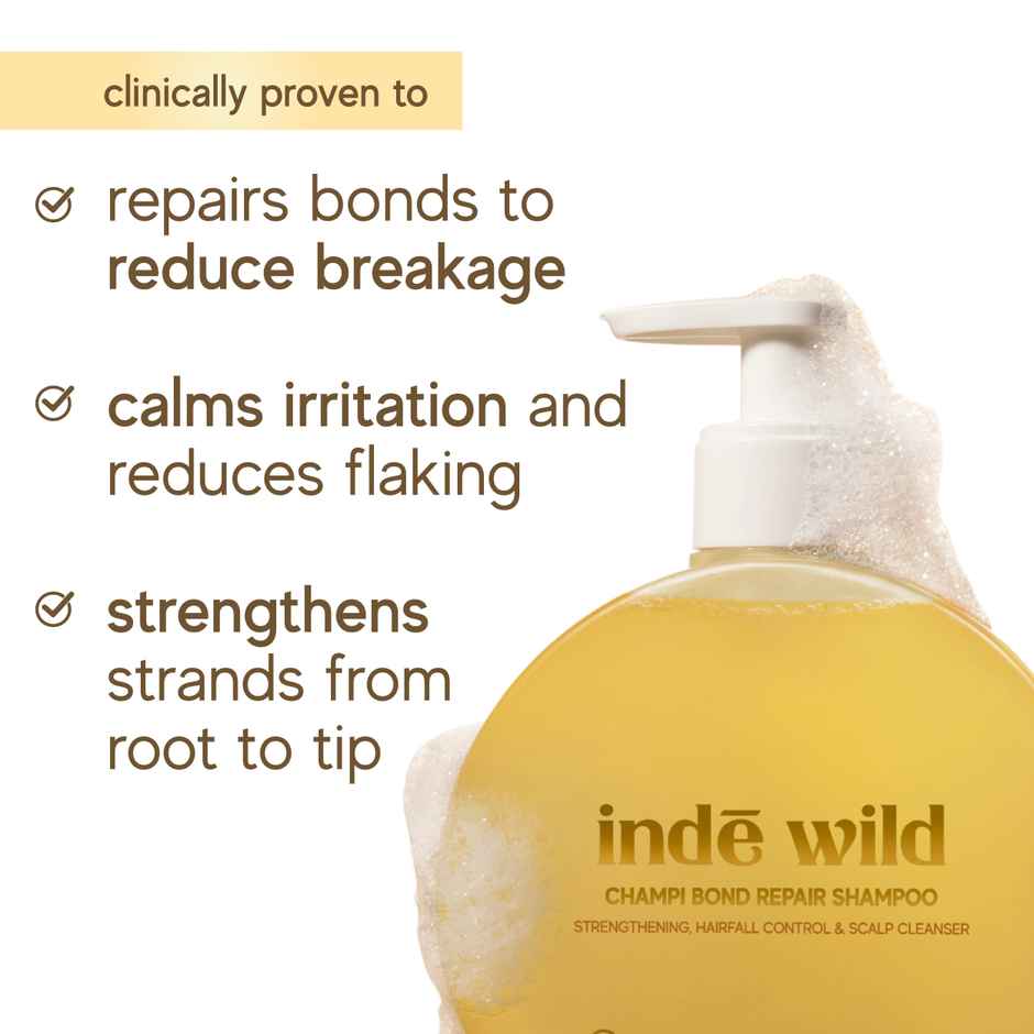 inde wild Champi Bond Repair Shampoo | Strengthening, Hairfall Control & Scalp Cleanser