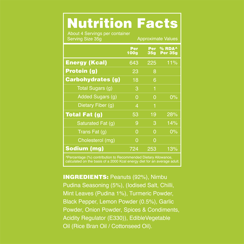 Taali Roasted Nimbu Pudina Peanuts, Premium Quality Bharuchi Nuts, Rich in Protein