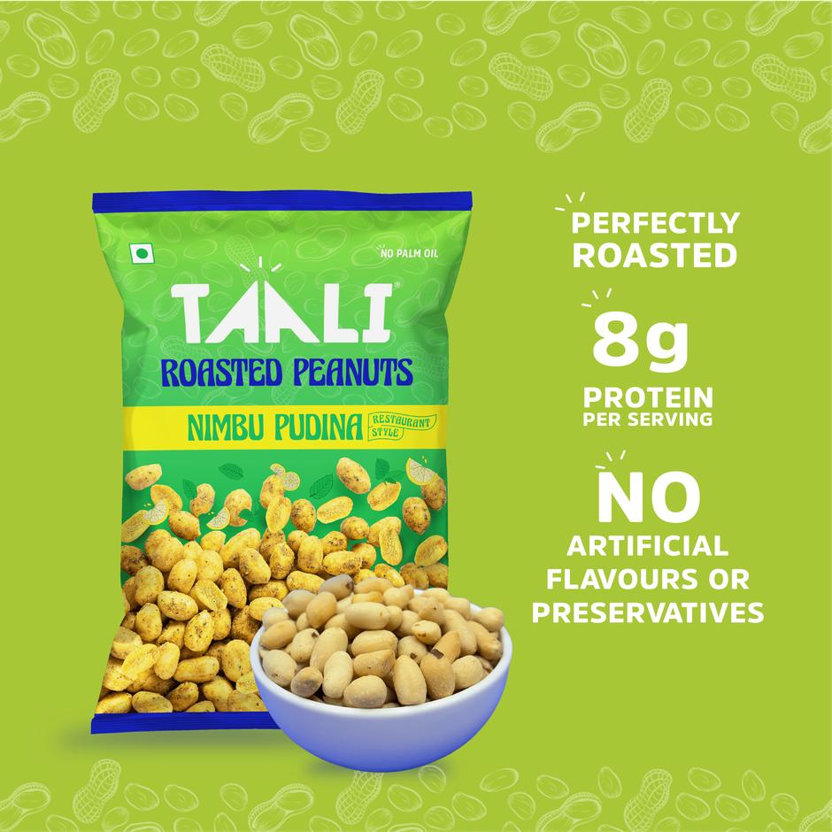 Taali Roasted Nimbu Pudina Peanuts, Premium Quality Bharuchi Nuts, Rich in Protein
