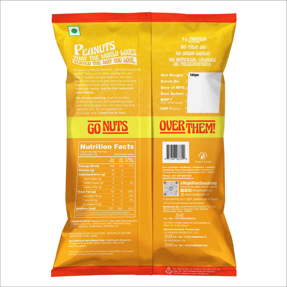 Taali Roasted Bharuchi Peanuts | Hing Jeera | Protein Rich, Restaurant-Style Crunch Combo
