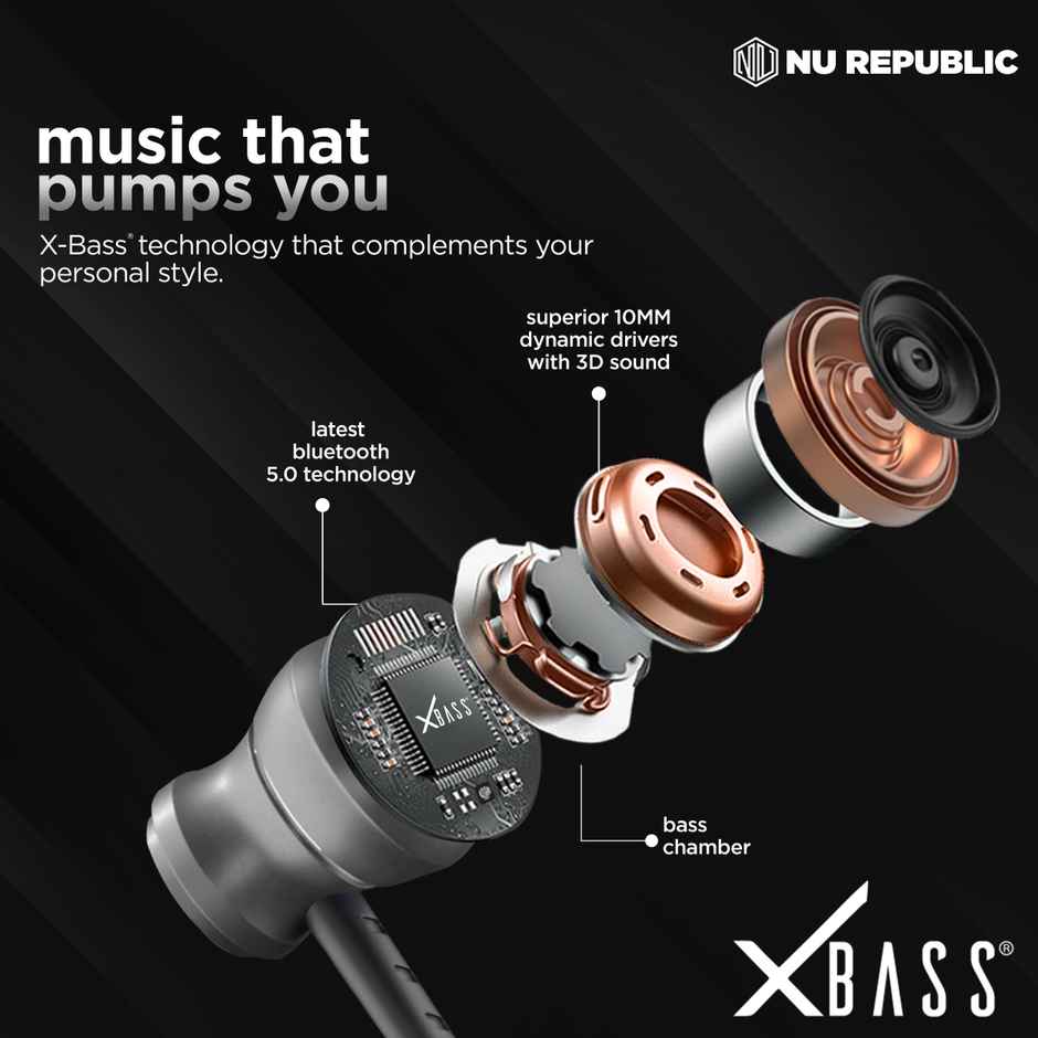 Nu Republic Pulse Metal Neckband Earphones (Silver)-1 unit