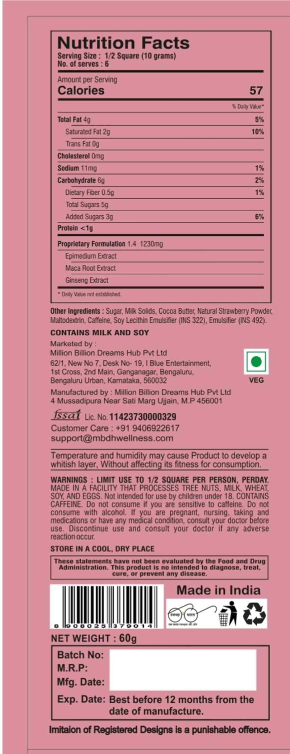 Ignite Strawberry Chocolate Bar for Couples