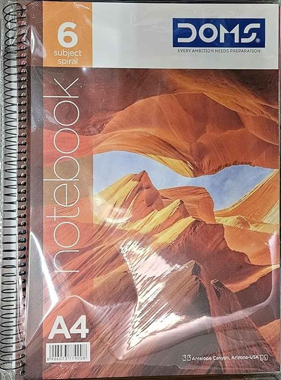 Doms 6 Subject Spiral Note Books 70 Gsm Paper-300 Pages