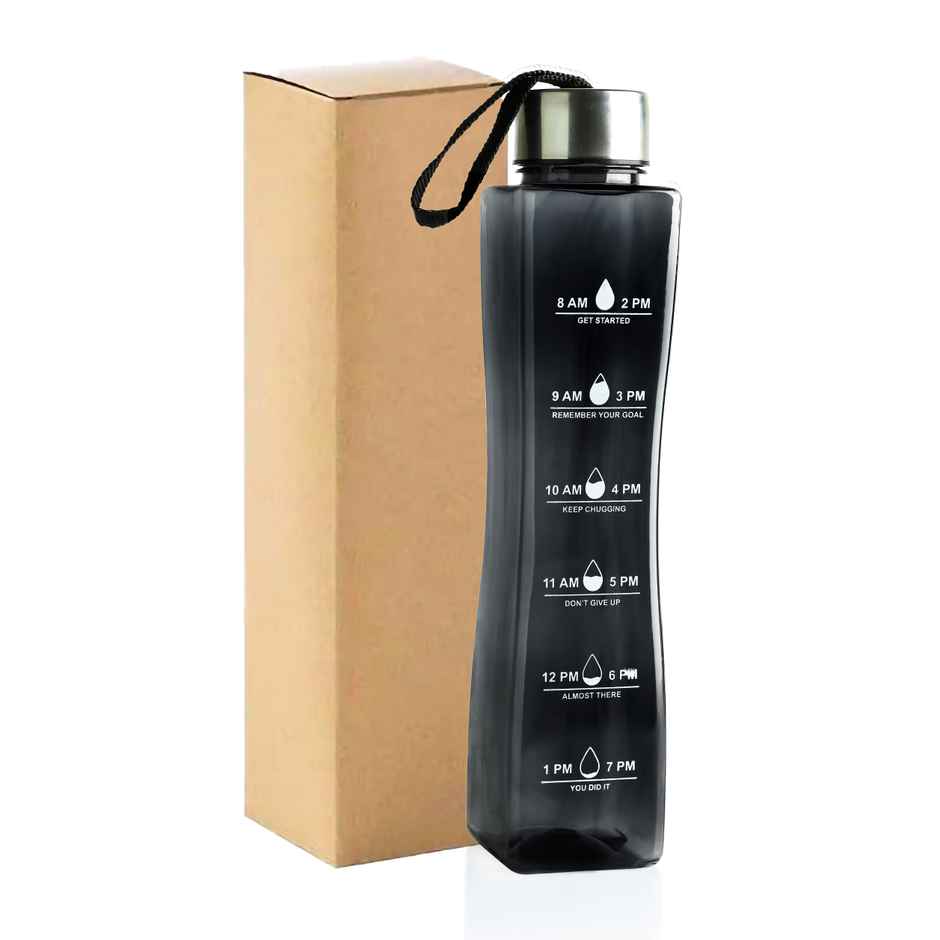 2Mech Plastic Water Bottle with Time Marker | Black | 800 ml