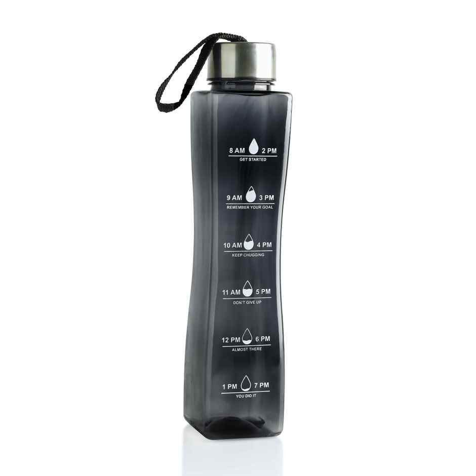 2Mech Plastic Water Bottle with Time Marker | Black | 800 ml