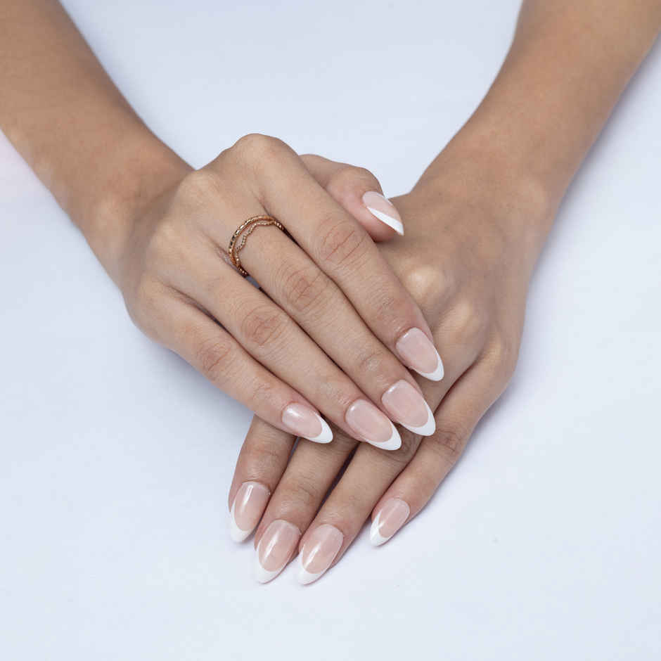 Pep Nails Buttercream Medium Almond French Tips Nude Reusable Press On Nails 30 Nail Tips