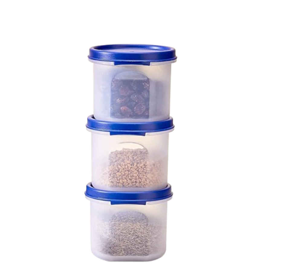 Mahaware Modular Slim Round Container 300ml (Set of 3) (Blue)