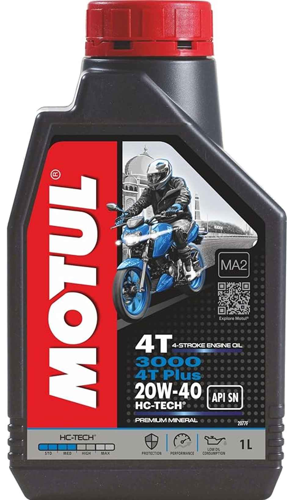 Motul 3000 4T Plus 20W40 API SN HC Tech Engine Oil for Bikes | 1L