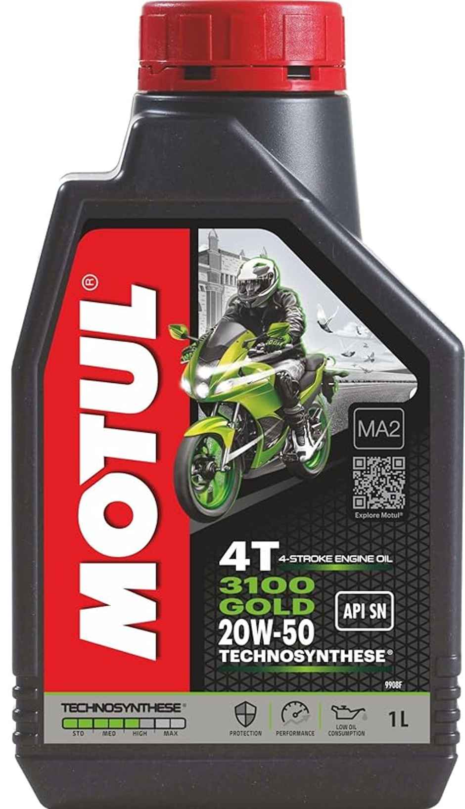 Motul 3100 4T Gold 20W50 API SM Technosynthese High Performance Semi Synthetic Engine | 1L