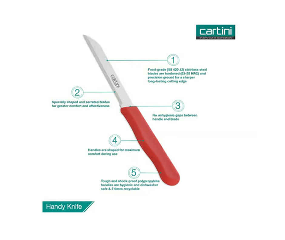Godrej Cartini Handy Stainless Steel Knife Set (3 Pieces, Assorted Color)