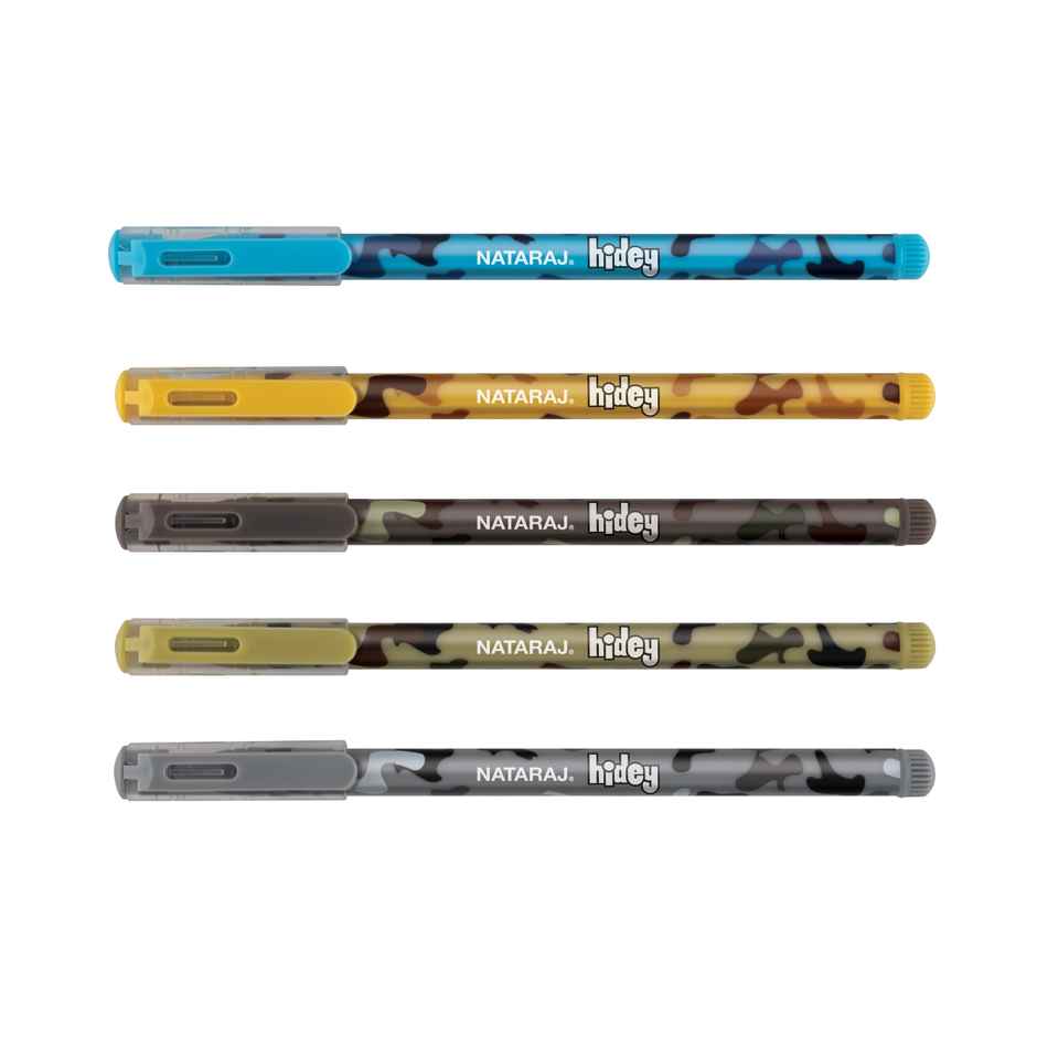 Nataraj Hidey Camouflage Pen| Long Writing | Smudge Resistant | Fine Tip | 5 Pcs