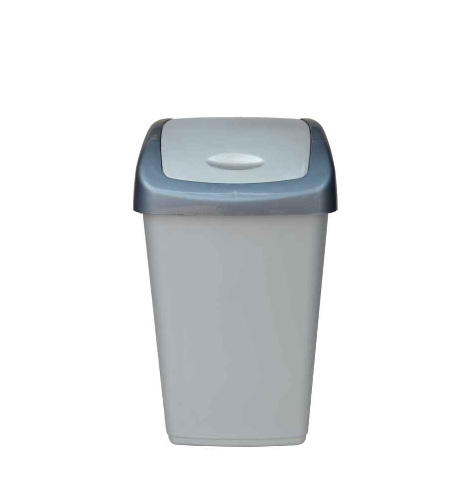 Princeware Garbage Container Dustbin With Swing Lid- 9 Liters- Grey
