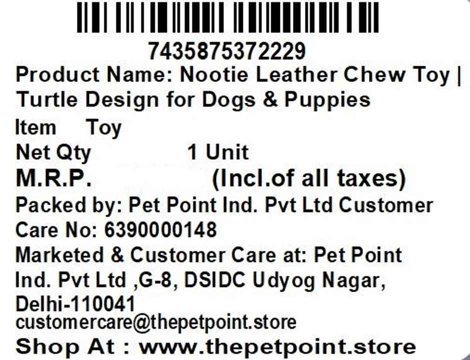 Nootie Leather Chew Toy | Turtle Design for Dogs & Puppies