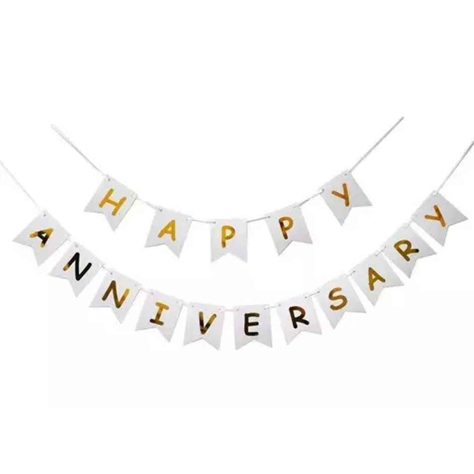 Happy Anniversary Banner | 16 Paper Flags | Colour May Vary | Se7en