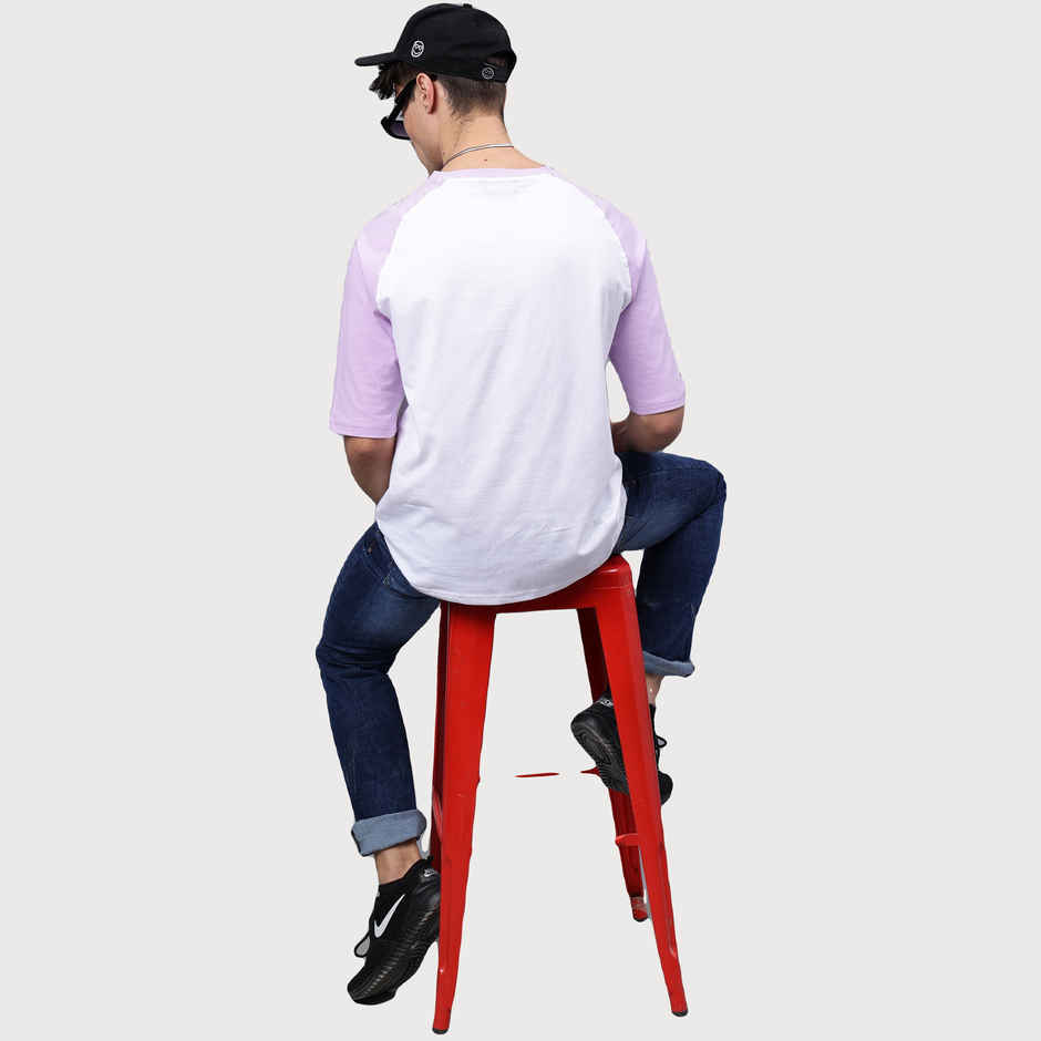 Mad Over Print Men's Colourblock T-shirt | Lavendar - XL