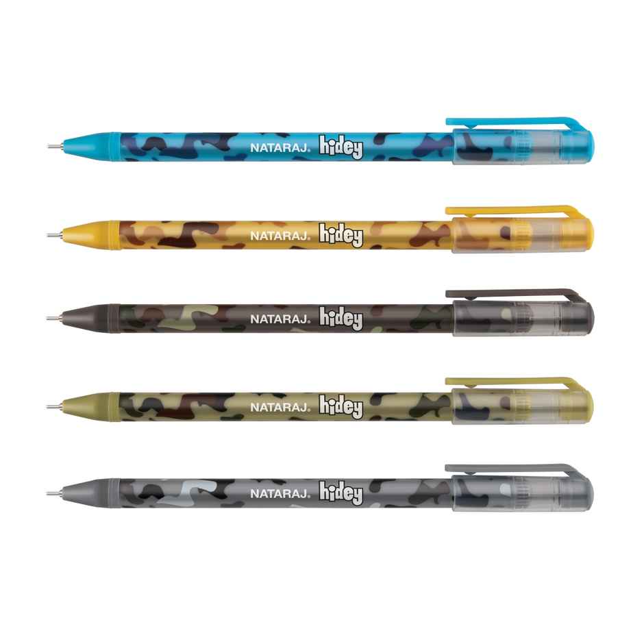 Nataraj Hidey Camouflage Pen| Long Writing | Smudge Resistant | Fine Tip | 5 Pcs