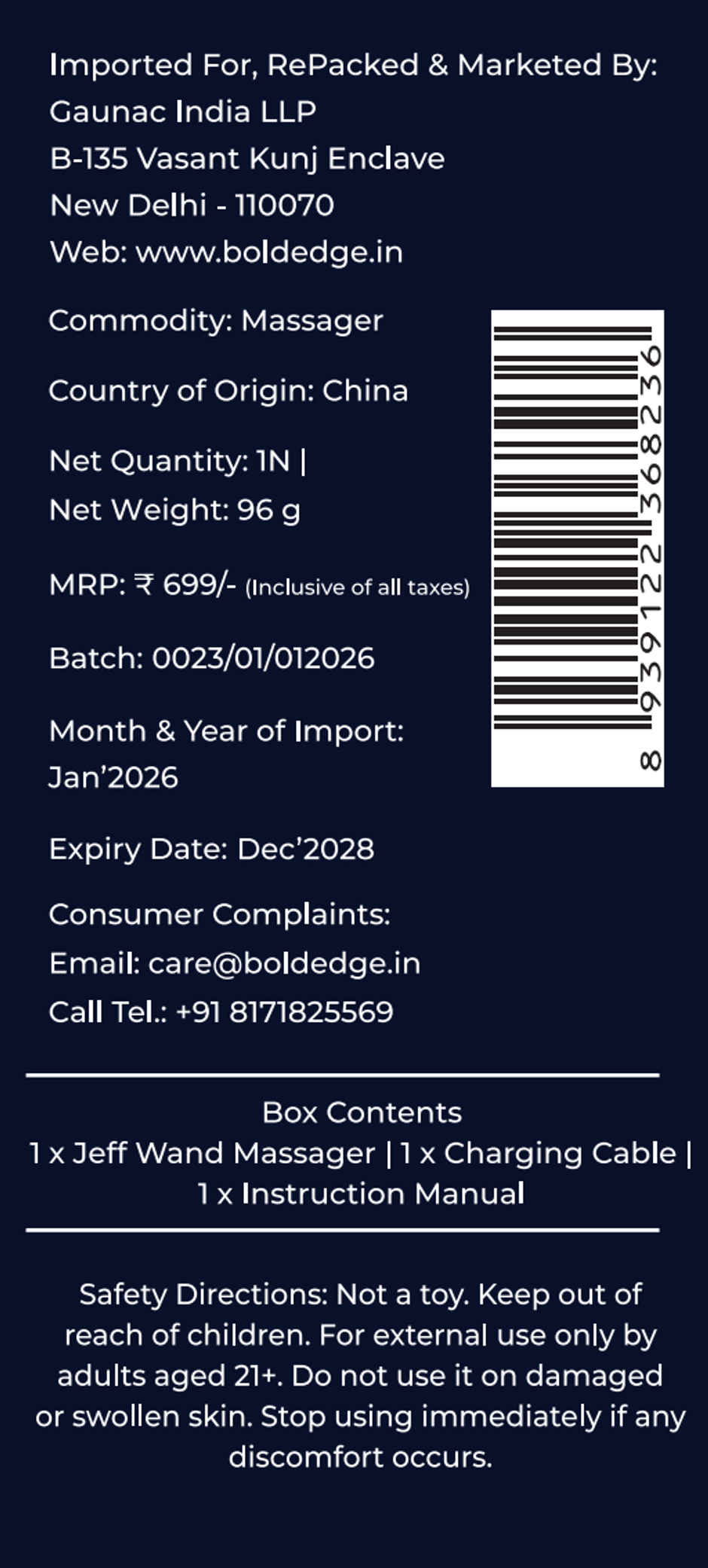 BoldEdge Jeff Personal Massager