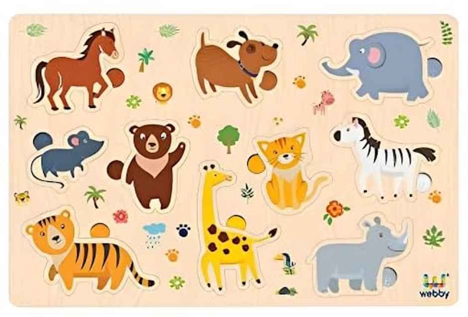 Webby Animal Educational Wooden Puzzle for Kids