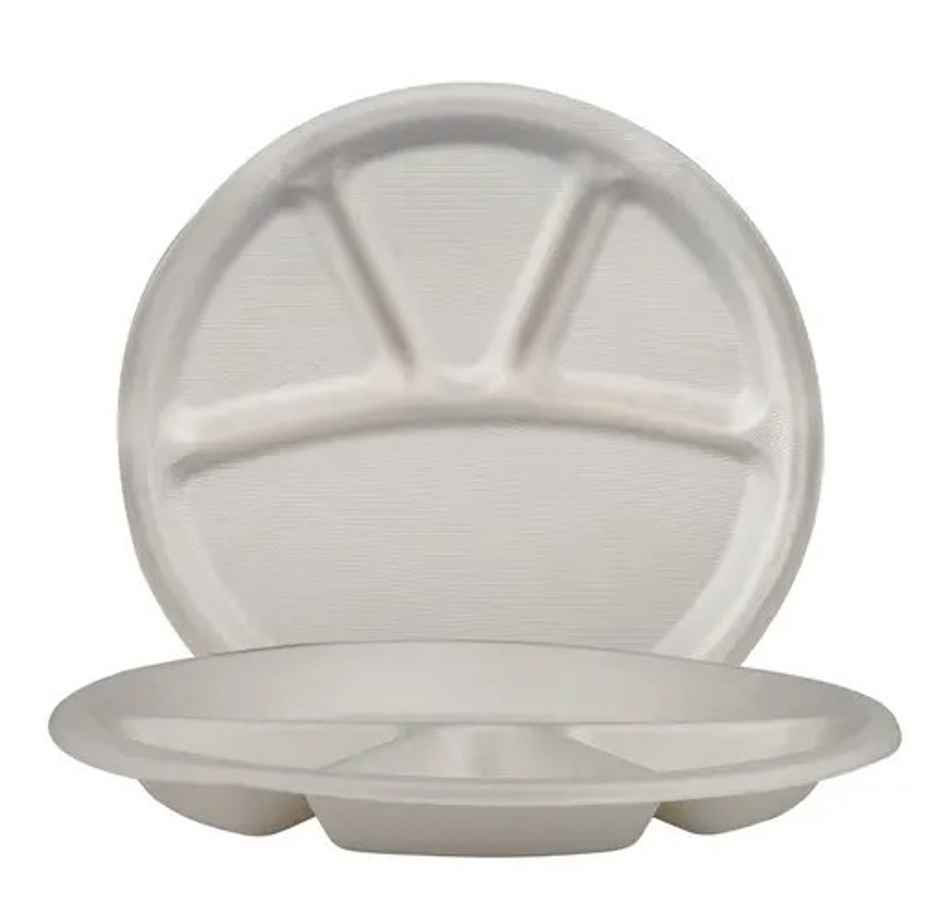 Ezee Disposable 11 Inch Bagasse Plates 4 Compartment