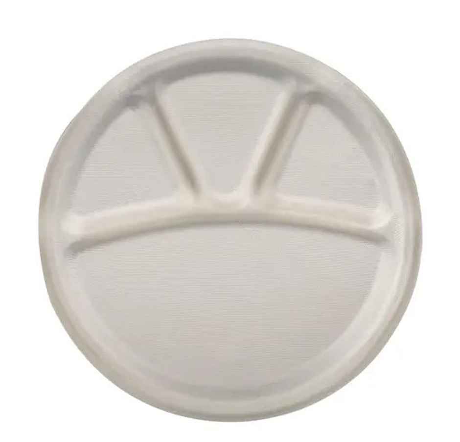 Ezee Disposable 11 Inch Bagasse Plates 4 Compartment