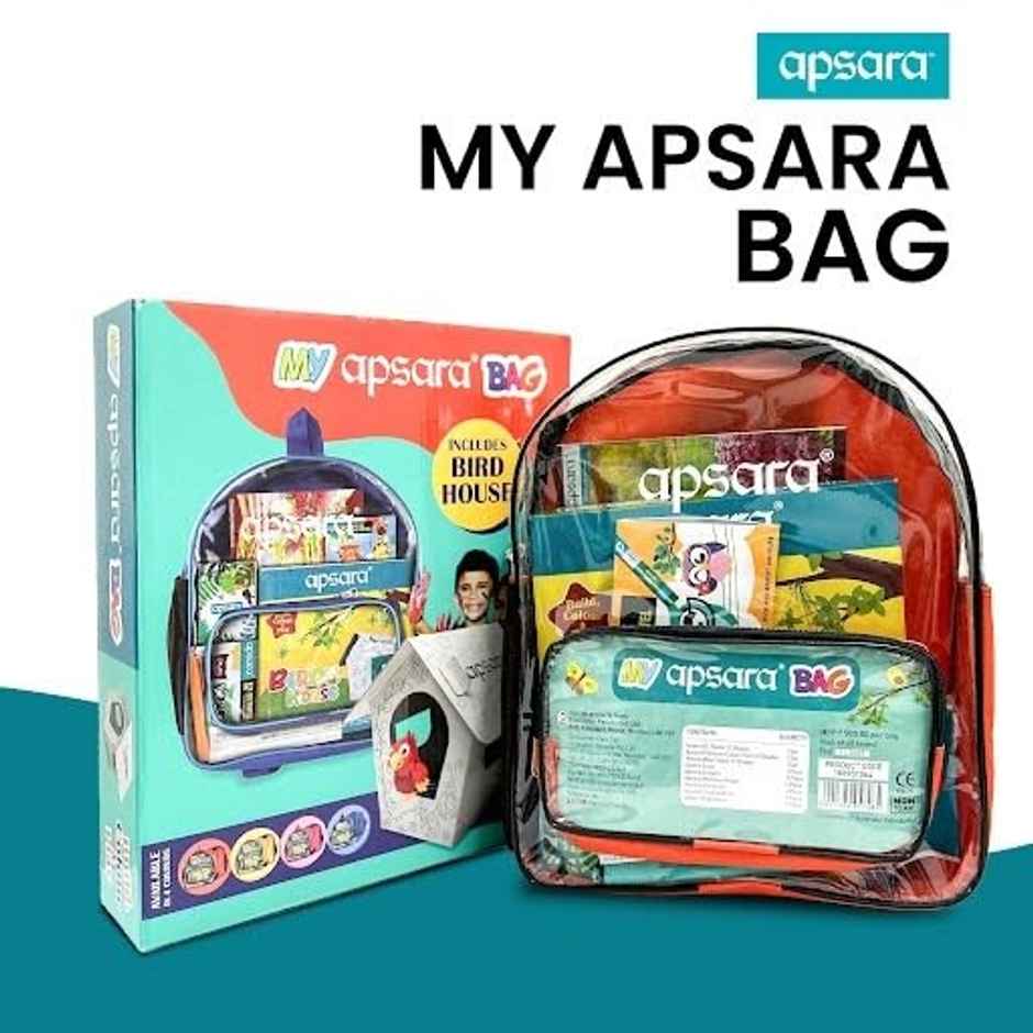 Apsara My Bag Kit Assorted Colour, Mechano Eraser, Drawing Book, Wax Crayon, Sharpener, Oil Pastel