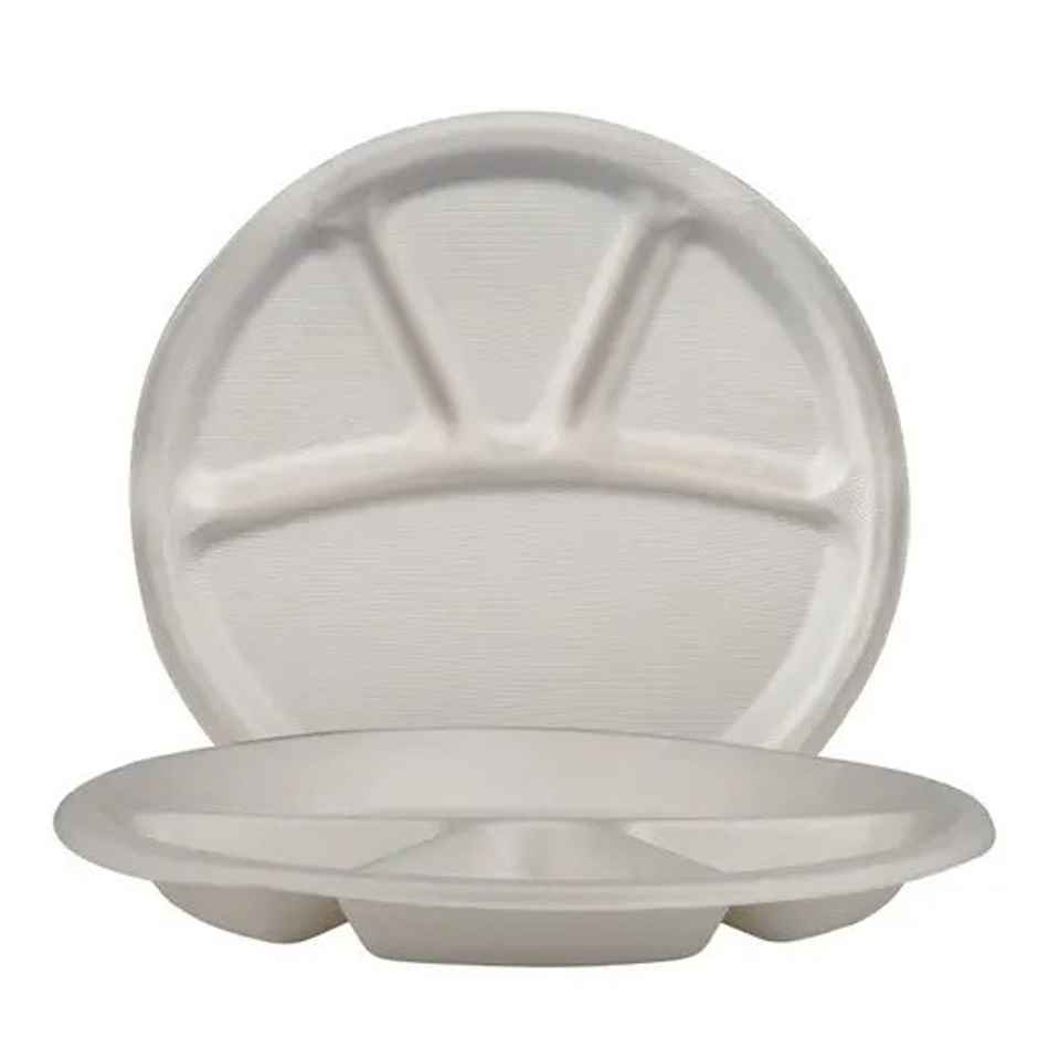 Disposable Bagasse Plates | 4 Compartment | 11 inch | Ezee