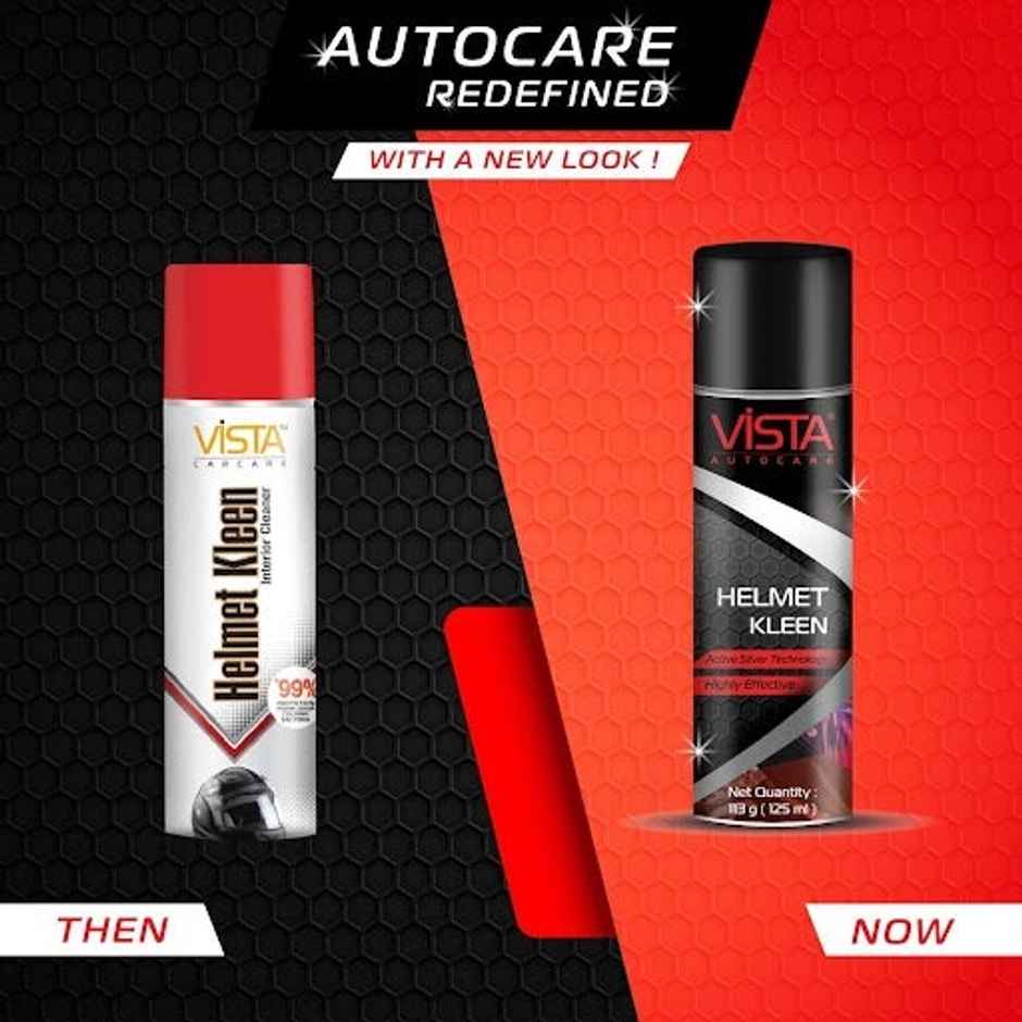 Vega Crux Black Helmet-L (1pc) & Vista Auto Care Helmet Kleen Removes Dirt, Silver-Based Antibacterial Disinfectant Foam Spray (125ml) Combo