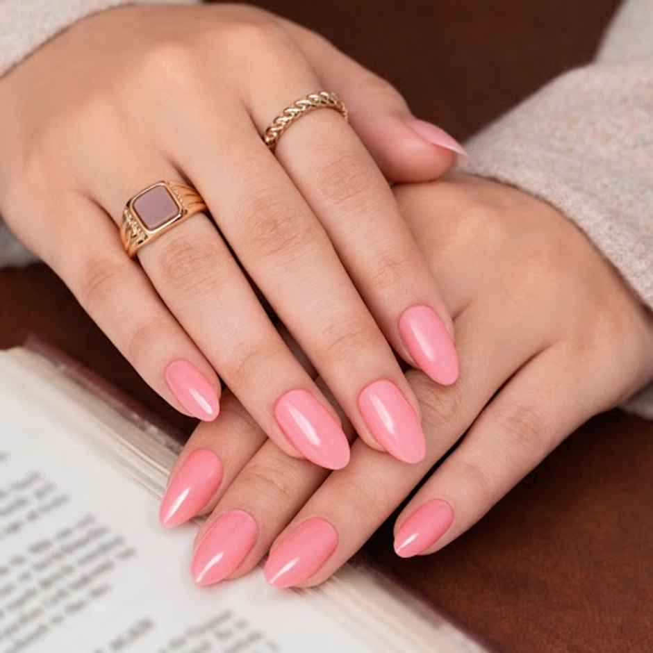 ENN Beauty Insta Nails Reusable UV Coated Press On Kit Blush Crush Medium Almond