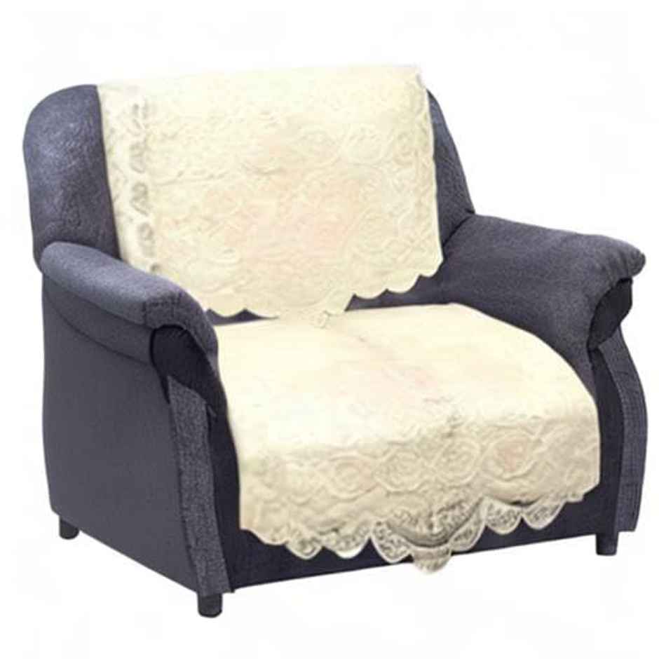 Kuber Industries Premium 5 Seater Sofa Cover | Chikankari Cotton | 10 Pieces | Cream